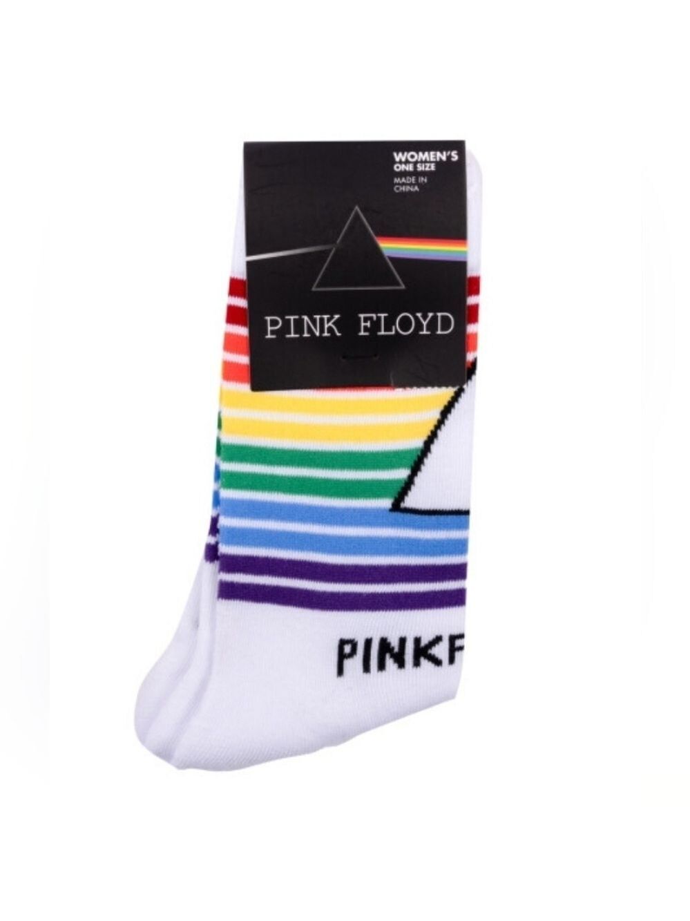 4/$25 New Pink Floyd Rainbow Striped Socks Novelty Unisex Crew Socks